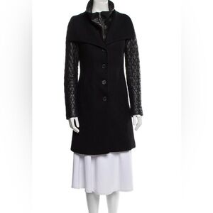 Soia & Kyo Black Trench Coat with Fitted Silhouette leather/wool
